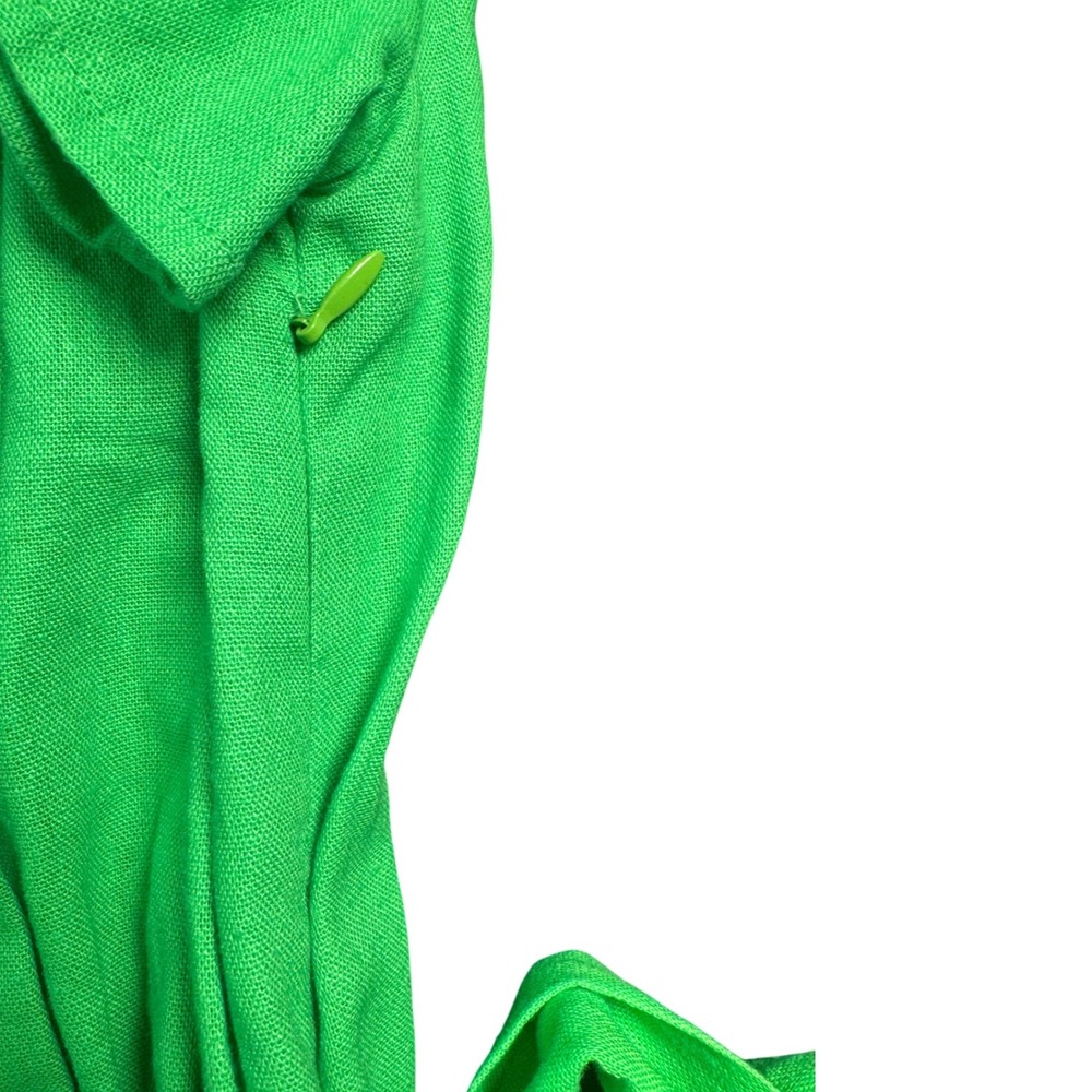 Who What Wear Kelly Green Midi Dress XS Puff Sleeve Tie Waist Square Neck NWT - Picture 9 of 10